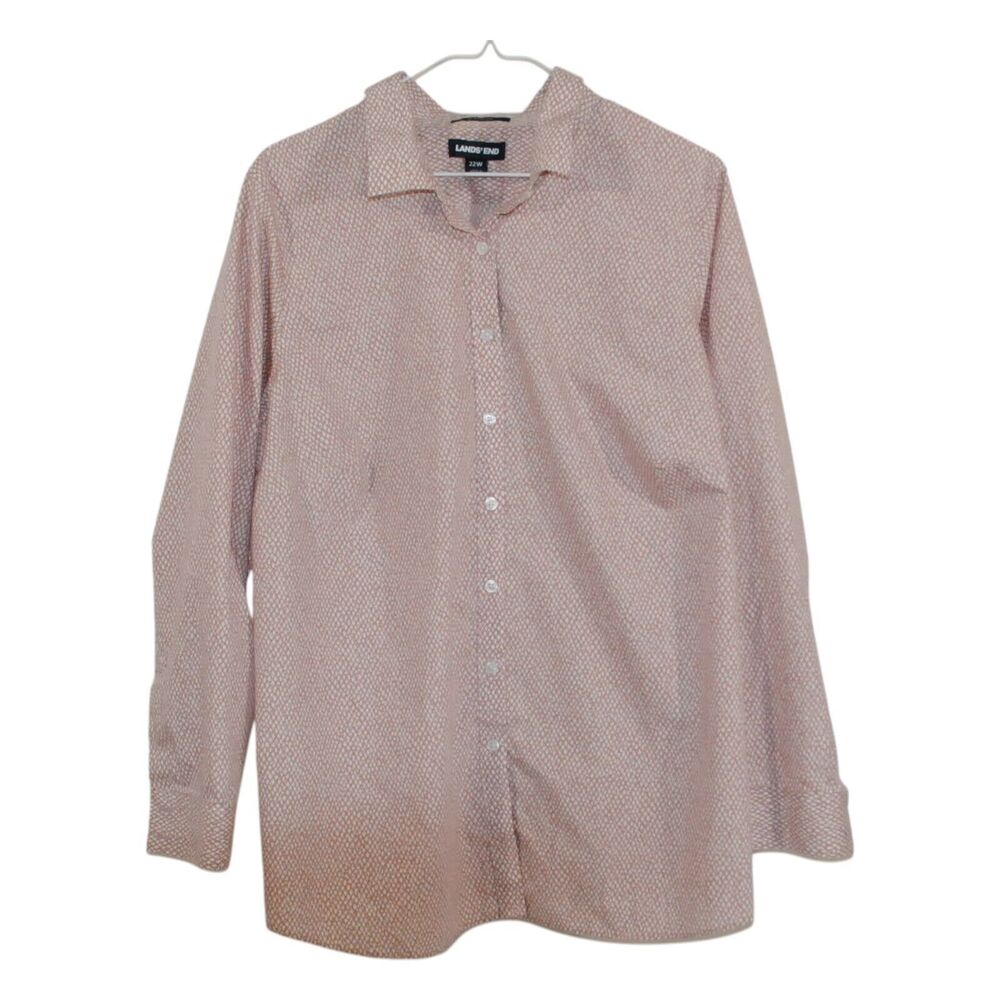 LANDS END  Women's Size 22W Button Up Long Sleeve Beige